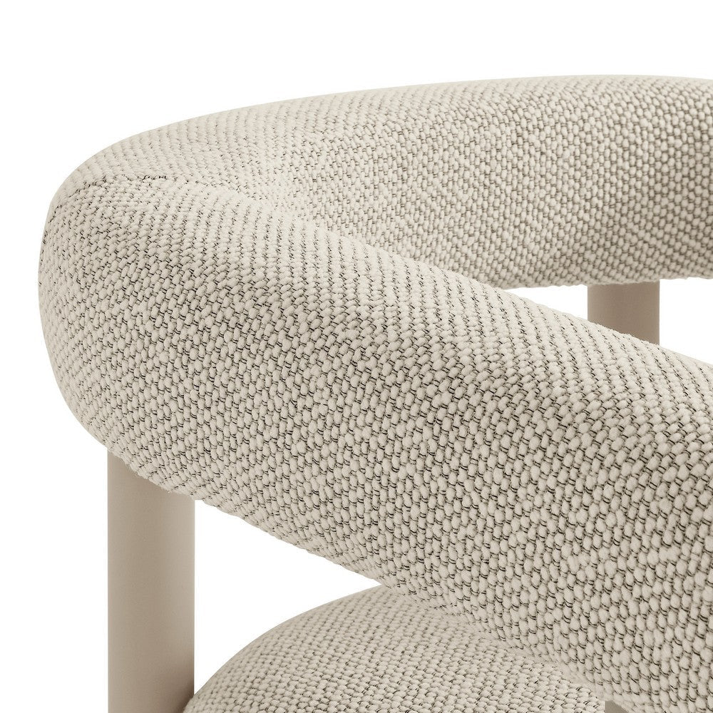 Modway Nautica Aluminum Outdoor Patio Dining Armchairs Set of 2 in Ivory Taupe – Modern 2-Piece Dining Chair Set – Curved Back Dining