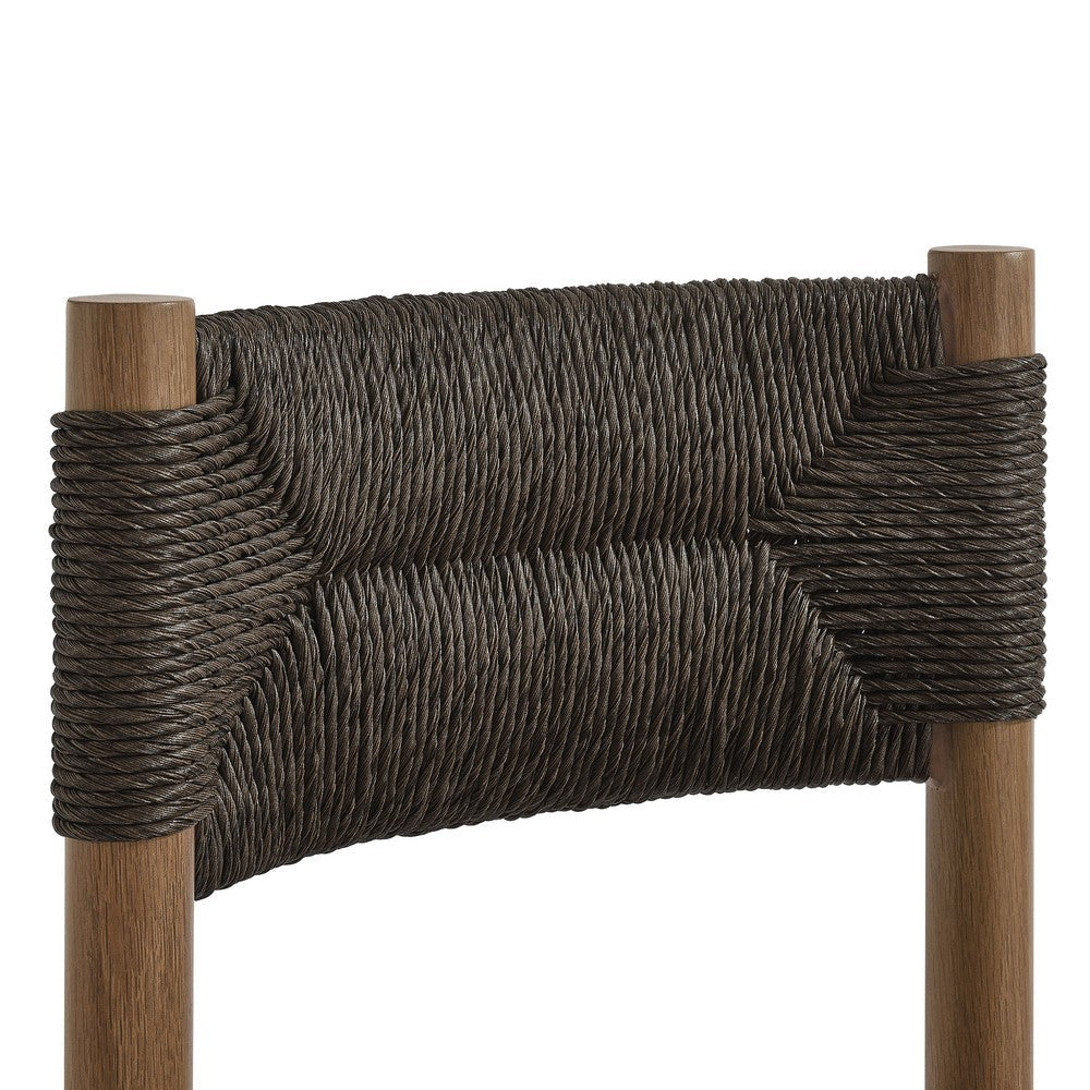 Modway Parkland Outdoor Wicker Dining Chairs Set of 2 in Walnut — Armless Rattan Patio Chairs with Aluminum Frame — All-Weather Outdoor