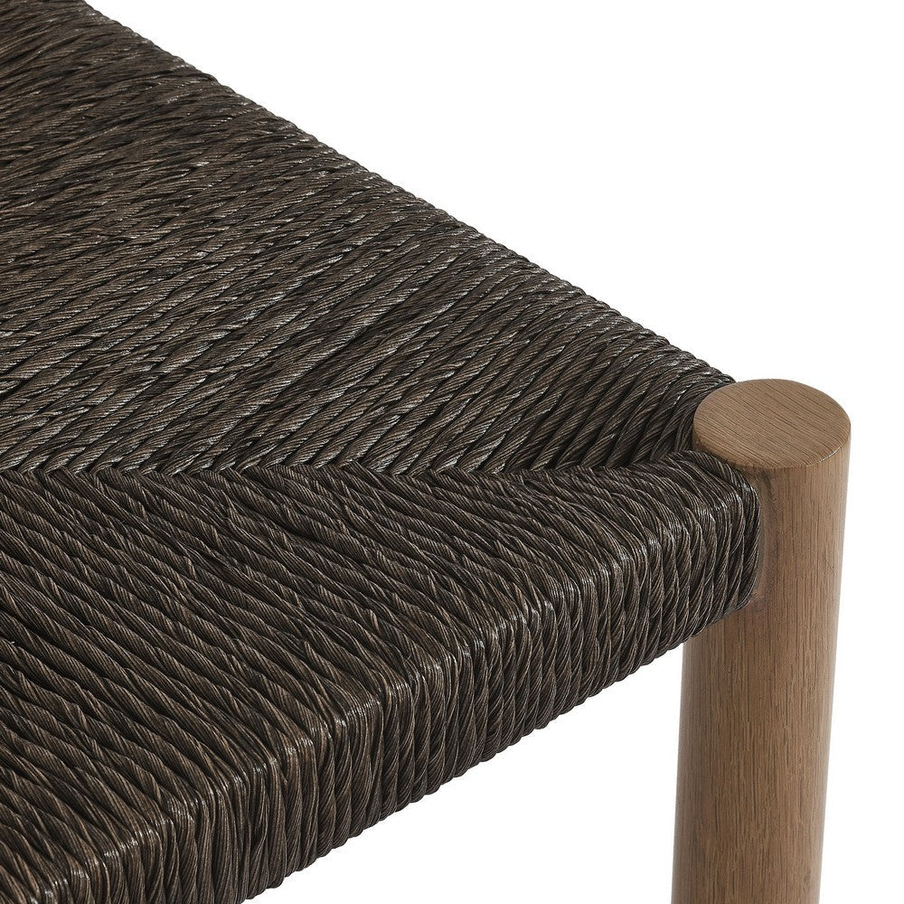 Modway Parkland Outdoor Wicker Counter Stools Set of 2 in Walnut — Counter Height Rattan Patio Stools with Backrest — All-Weather Outdoor