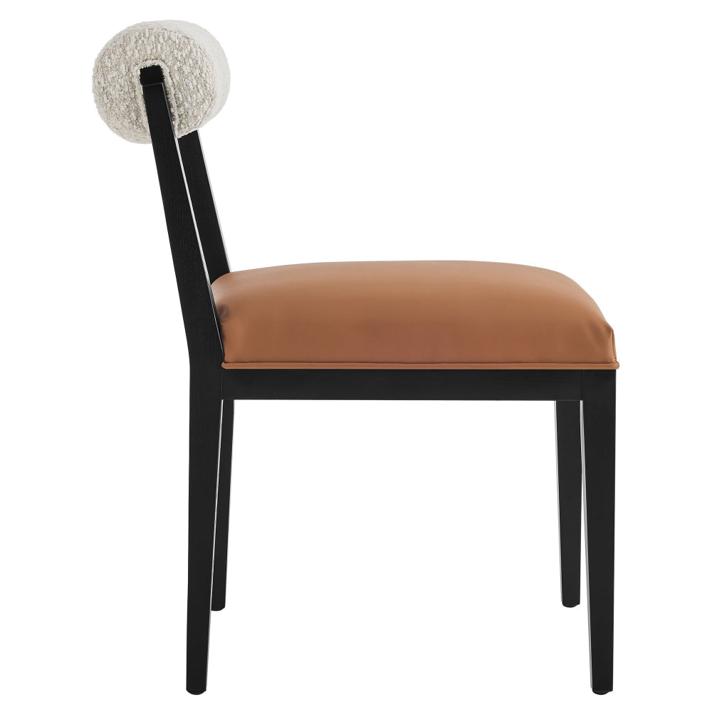 Kai Boucle and Vegan Leather Dining Chair by Modway MDY-EEI-6992-PRL-TAN-BLK