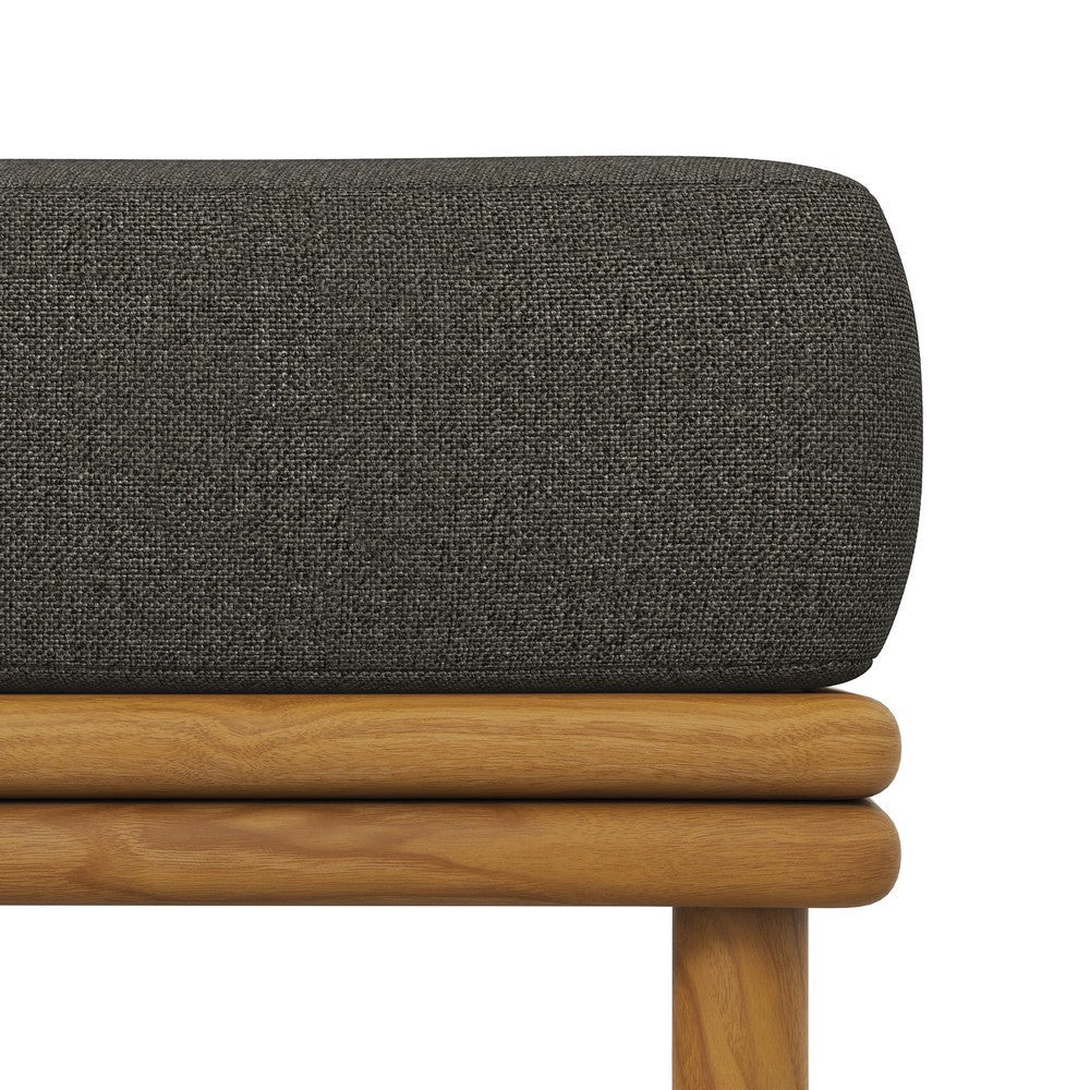 Modway Wren Teak Wood Outdoor Ottoman in Natural Flint Gray