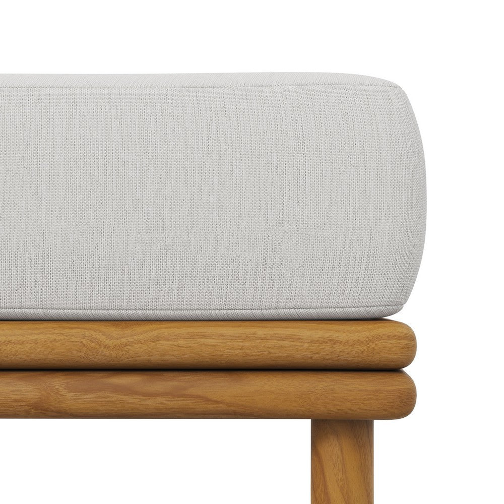Modway Wren Teak Wood Outdoor Ottoman in Natural Sail