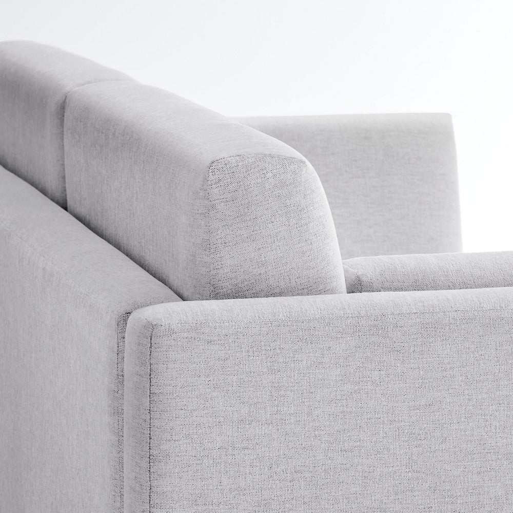 Modway Linden 73 Inch Heathered Chenille Upholstered Sofa in Newsprint