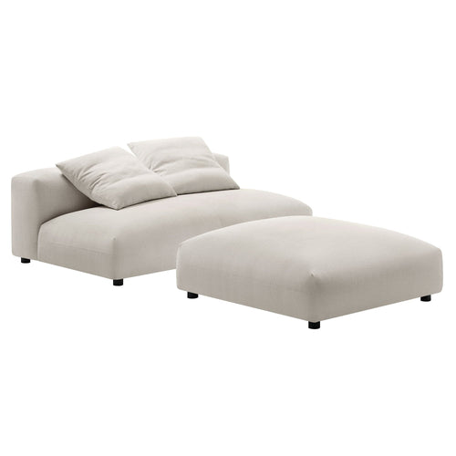 Modway Solace Modular 2-Piece Armless Fabric Loveseat and Ottoman Set in Salt - Comfy Upholstered 2-Seat Sofa with Ottoman - Modern Accent Loveseat - Living Room 2 Seater with Footstool