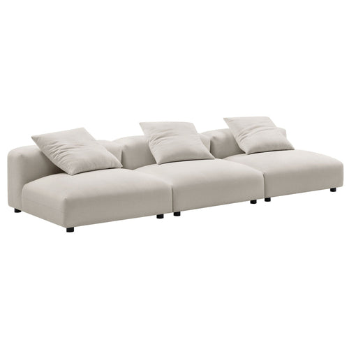 Modway Solace Fabric Upholstered 3-Piece Modular Sofa in Salt - Comfy Upholstered Deep Seat Couch - Modern 3-Seat Armless Sectional Chairs - Oversized Couches for Living Room
