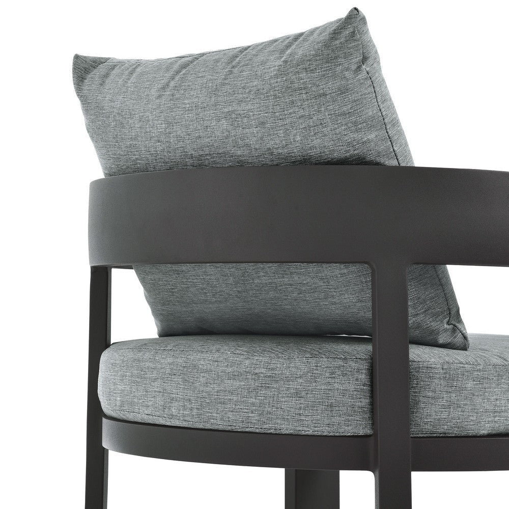 Modway Tahoe Outdoor Patio Powder-Coated Aluminum Fabric Dining Chair in Gray Gray - Patio Metal Dining Chair with Cushions - Accent