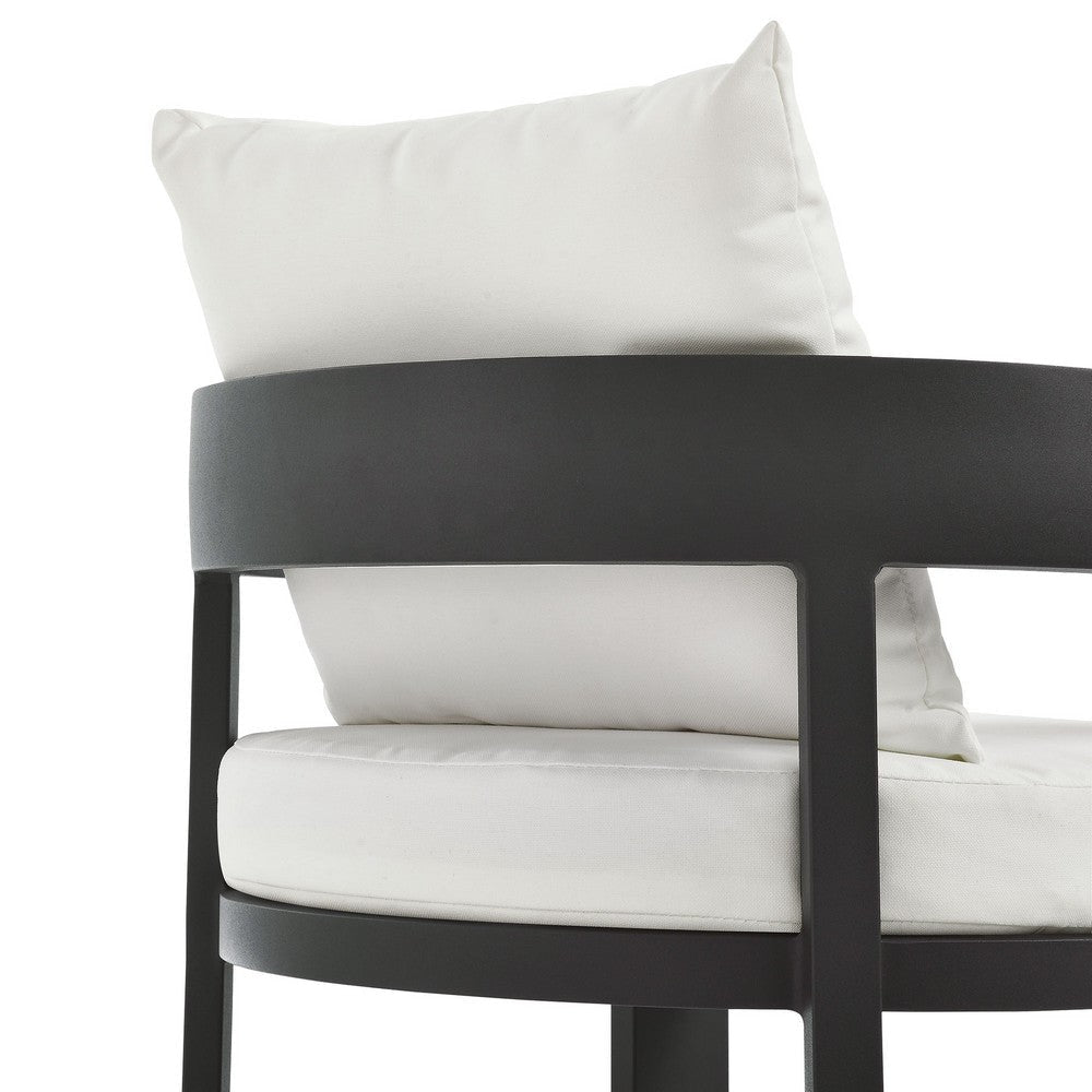 Modway Tahoe Outdoor Patio Powder-Coated Aluminum Fabric Dining Chair in Gray White - Patio Metal Dining Chair with Cushions - Accent