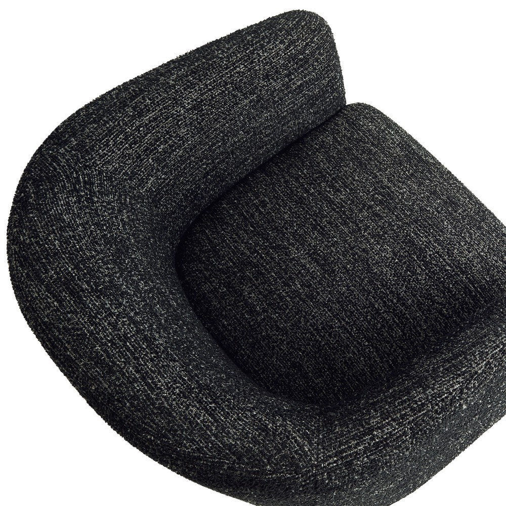 Modway Muse Comfy Barrel Accent Chair in Charcoal Boucle Fabric Cozy Round Reading Armchair – Upholstered Living Room Chair with Curved Back