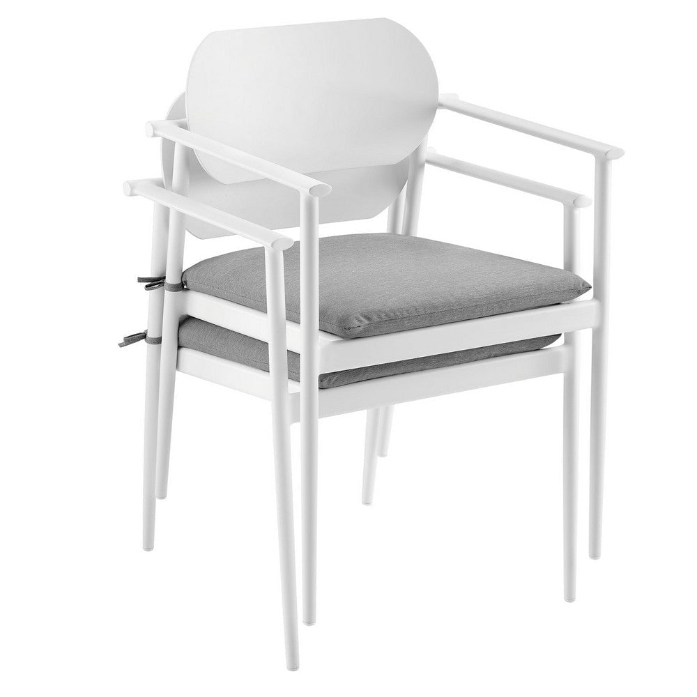 Modway Aeris Outdoor Aluminum Dining Chairs Set of 2 in White