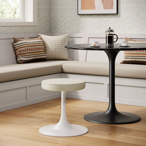 Modway Lippa 18 Inch Faux Leather Stool in Stone