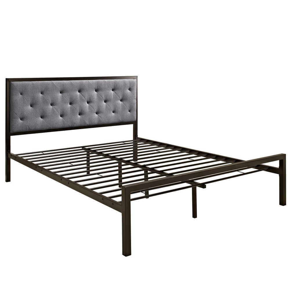 Mia Fabric Queen Bed by Modway| Gray