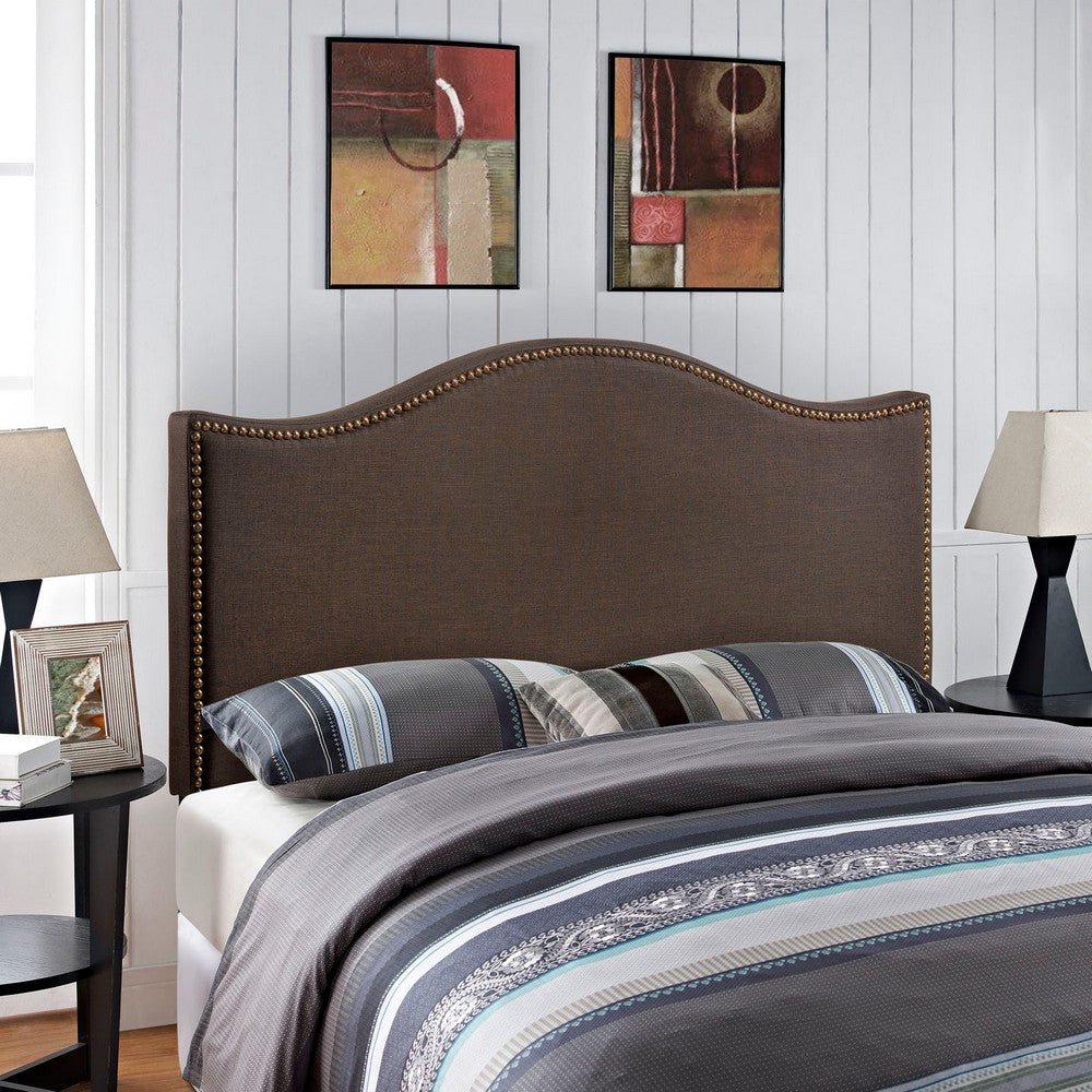 Curl Nailhead Upholstered Queen Headboard by Modway| Brown