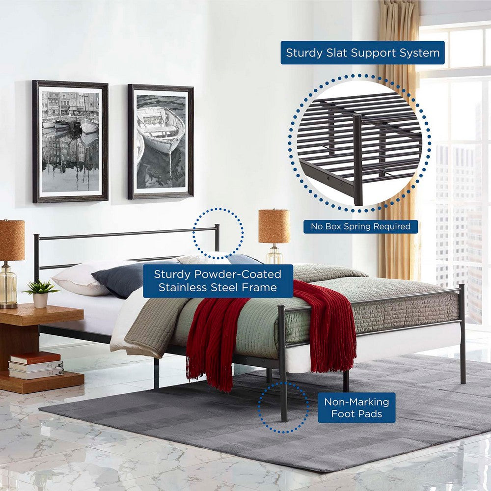 Alina Platform Queen Bed Frame by Modway| Brown