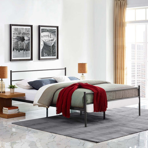 Alina Platform Queen Bed Frame by Modway| Brown