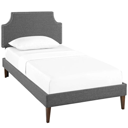 Laura Fabric Twin Platform Bed with Squared Tapered Legs by Modway