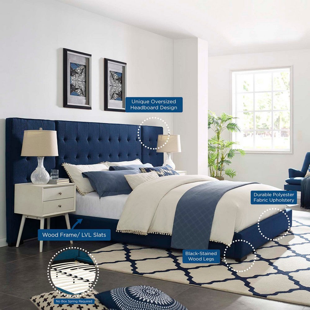 Sierra Upholstered Fabric Queen Platform Bed by Modway| Blue