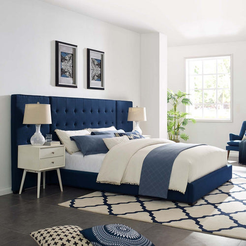 Sierra Upholstered Fabric Queen Platform Bed by Modway| Blue