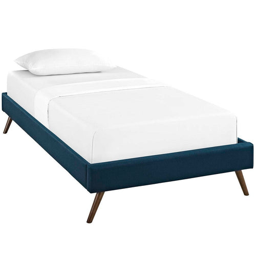 Loryn Fabric Twin Bed Frame with Round Splayed Legs by Modway| Blue