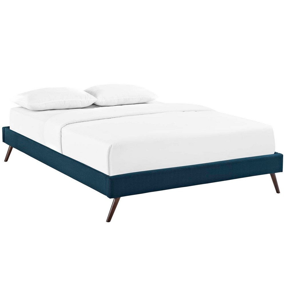 Loryn Fabric Full Bed Frame with Round Splayed Legs by Modway| Blue