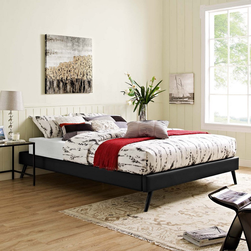 Loryn Vinyl Queen Bed Frame with Round Splayed Legs by Modway| Black