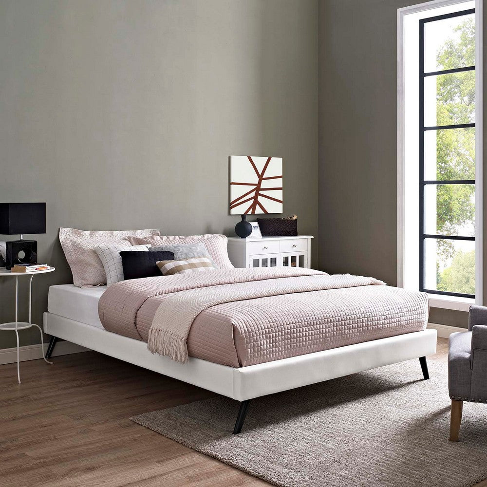 Loryn Vinyl Queen Bed Frame with Round Splayed Legs by Modway| White