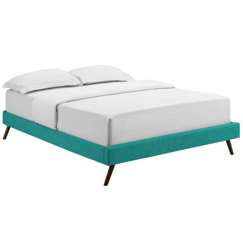 Loryn Fabric King Bed Frame with Round Splayed Legs by Modway| Blue