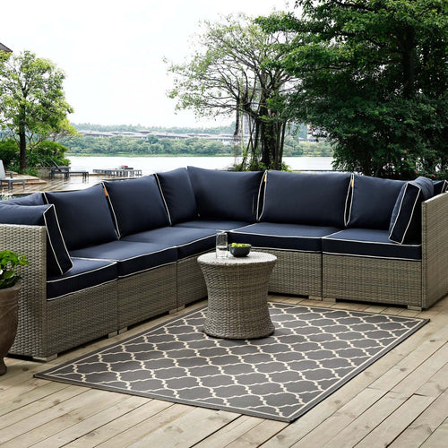 Avena Moroccan Quatrefoil Trellis Indoor and Outdoor 5x8 Area Rug by Modway| Gray