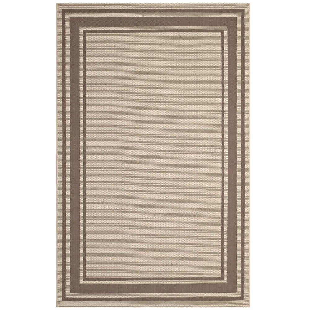 Rim Solid Border Indoor and Outdoor 8x10 Area Rug by Modway| Brown