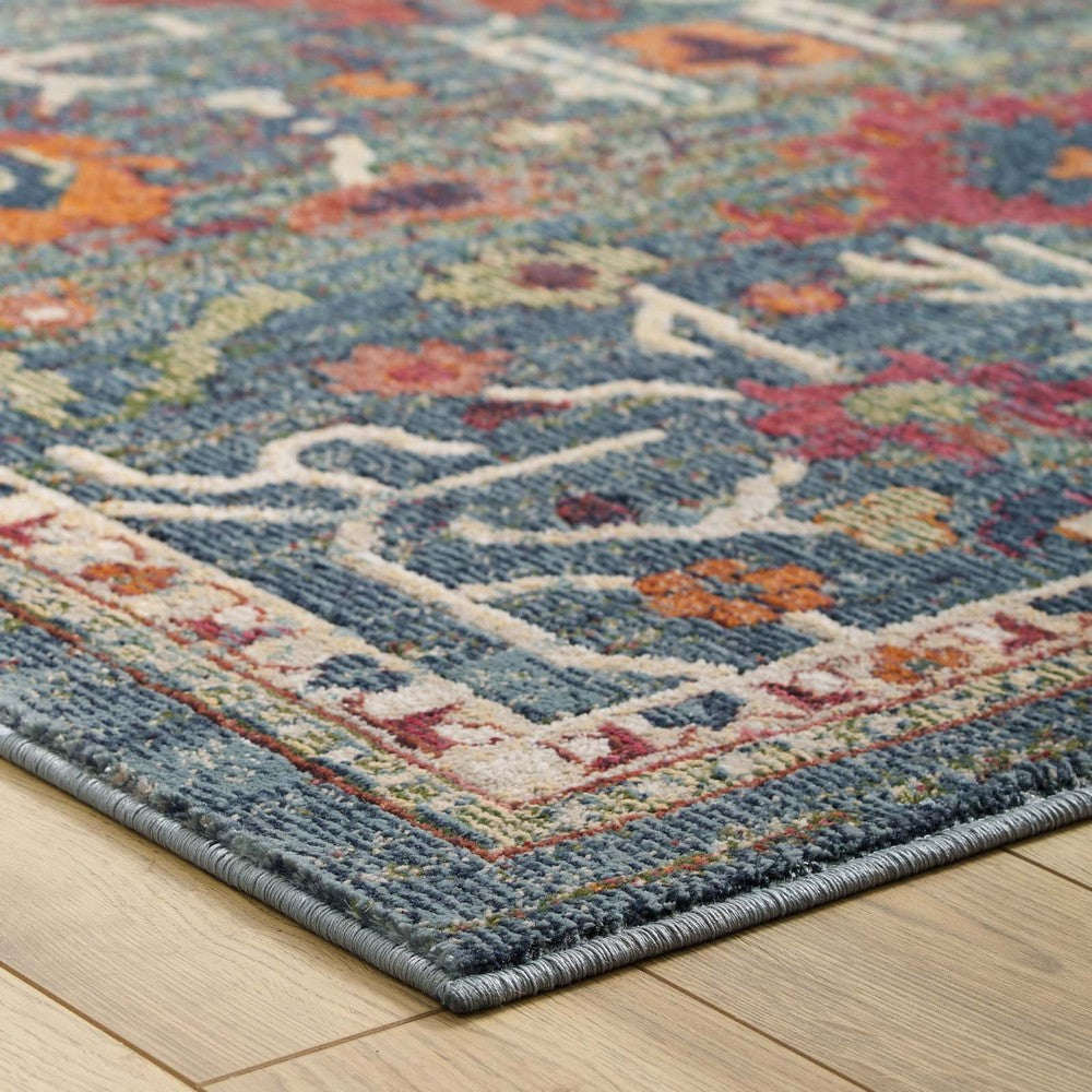Tribute Every Distressed Vintage Floral 5x8 Area Rug by Modway| Blue