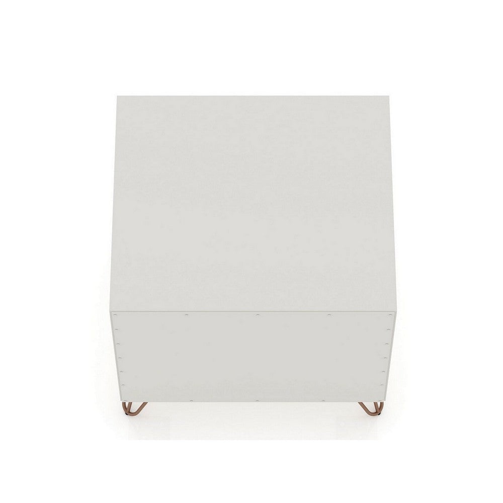 Rockefeller 1.0 Mid-Century- Modern Nightstand with 1-Drawer in Off White and Nature MHC-101GMC3