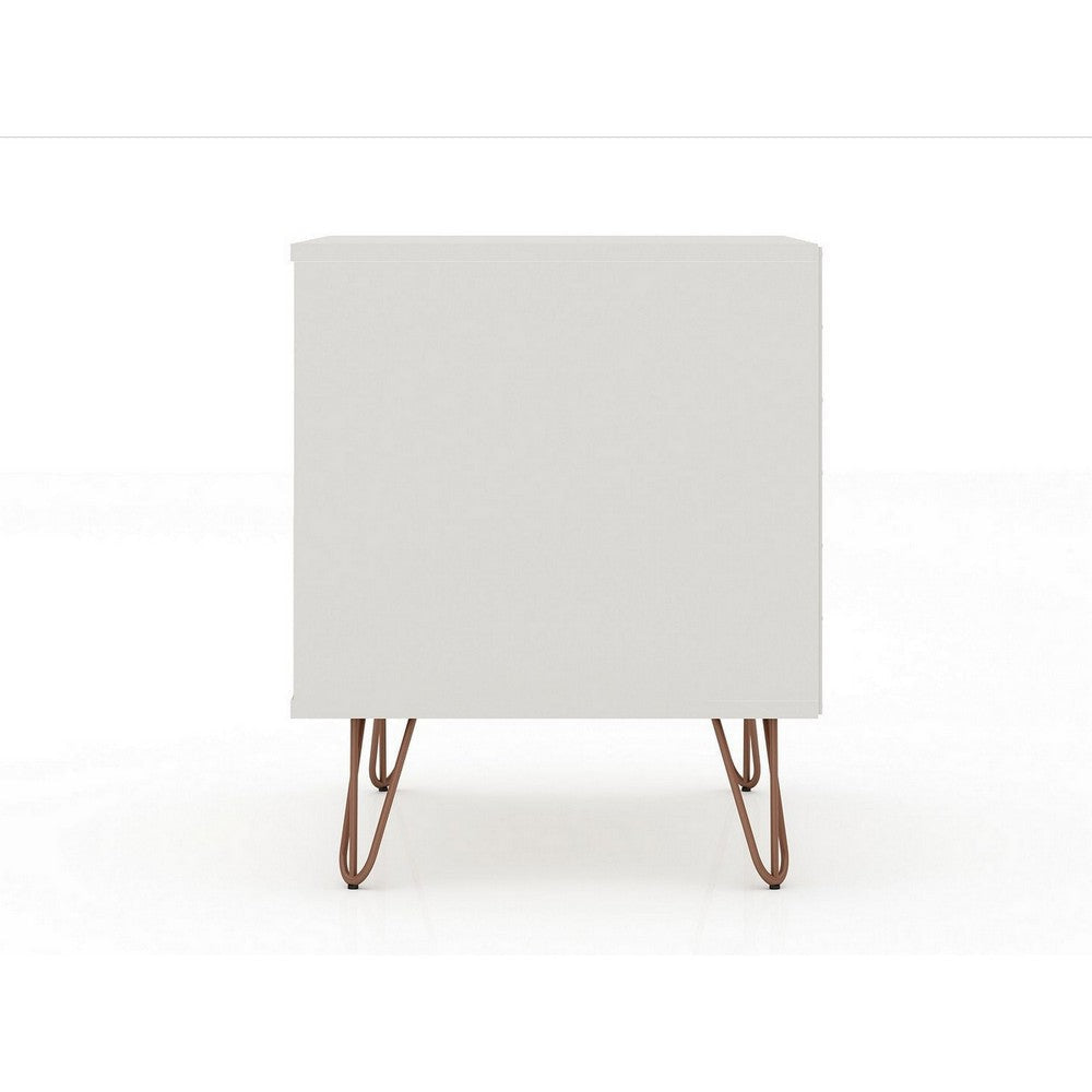 Rockefeller 2.0 Mid-Century- Modern Nightstand with 2-Drawer in Off White and Nature MHC-102GMC3