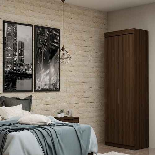 Mulberry 2.0 Sectional Modern Armoire Wardrobe Closet with 2 Drawers in Brown