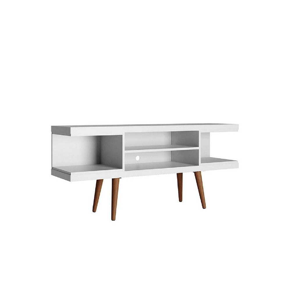 Utopia 53.14’’ TV Stand with Splayed Wooden Legs and 4 Shelves in White MHC-19654