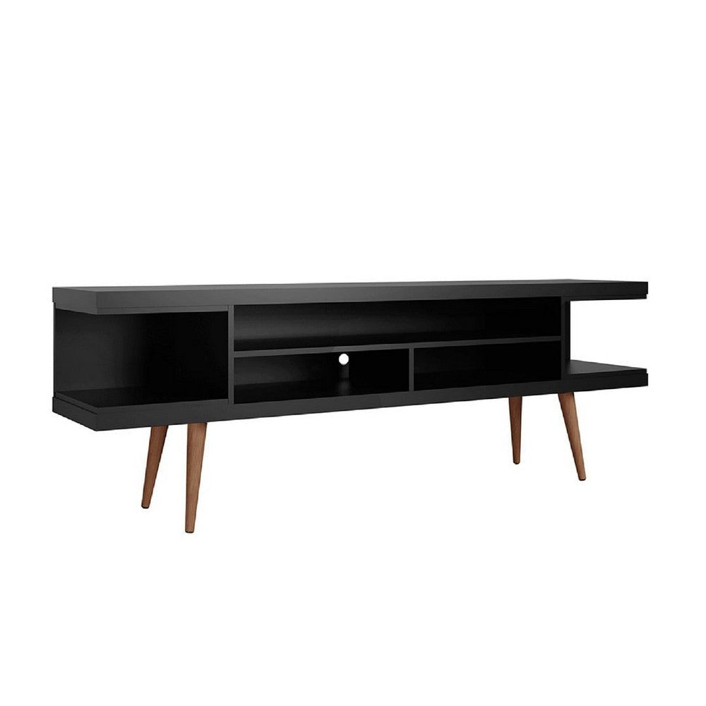Utopia 70.47’’ TV Stand with Splayed Wooden Legs and 4 Shelves in Black MHC-19753