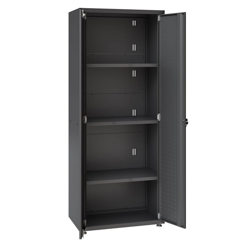 Fortress Textured Metal 75.4’’ Garage Cabinet with 4 Adjustable Shelves in Charcoal Grey MHC-1GMCF-CH