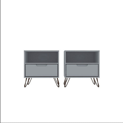 Rockefeller 1-Drawer White Nightstand (Set of 2)