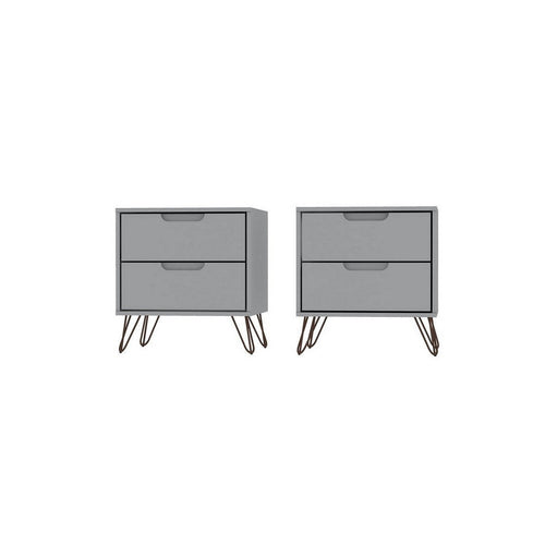 Rockefeller 2-Drawer White Nightstand (Set of 2)