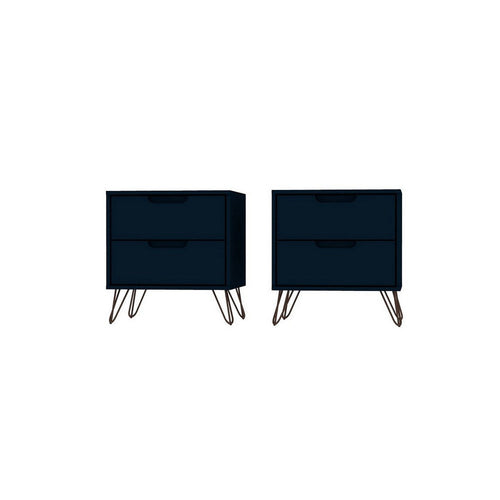 Rockefeller 2-Drawer Tatiana Midnight Blue Nightstand (Set of 2)