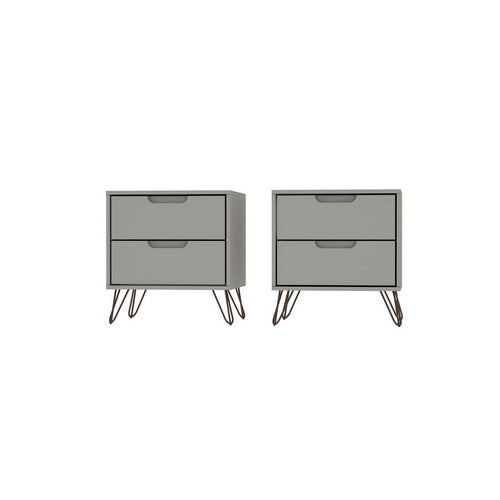 Rockefeller 2-Drawer Off White and Nature Nightstand (Set of 2)