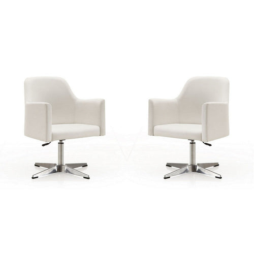 Pelo White and Polished Chrome Faux Leather Adjustable Height Swivel Accent Chair (Set of 2)