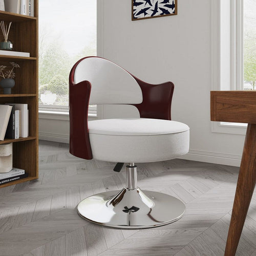 Bopper White and Polished Chrome Faux Leather Adjustable Height Swivel Accent Chair (Set of 2)