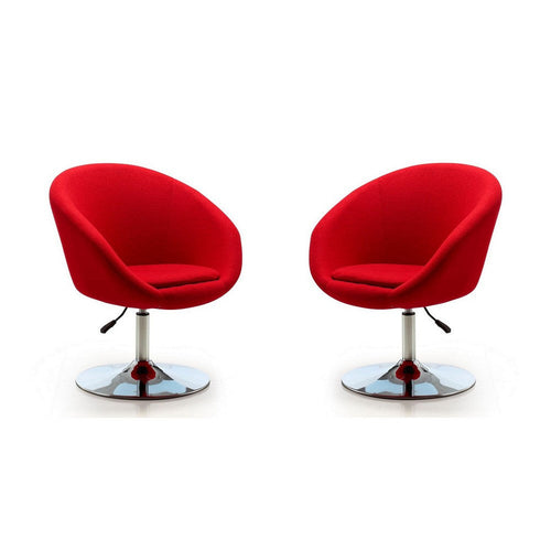 Hopper Red and Polished Chrome Wool Blend Adjustable Height Chair (Set of 2)