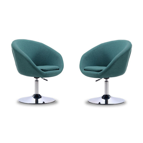 Hopper Sky Blue and Polished Chrome Twill Adjustable Height Chair (Set of 2)