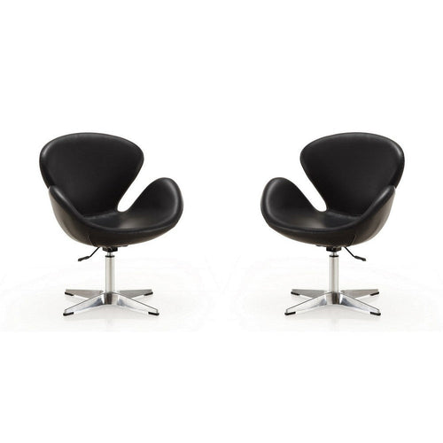 Raspberry Black and Polished Chrome Faux Leather Adjustable Swivel Chair (Set of 2)