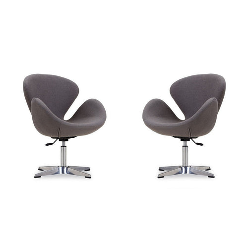 Raspberry Grey and Polished Chrome Wool Blend Adjustable Swivel Chair (Set of 2)