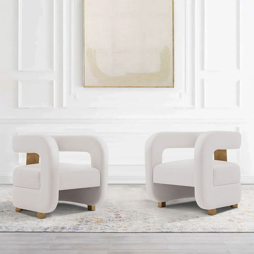 Modern Amirah Velvet Accent Chair in White - Set of 2