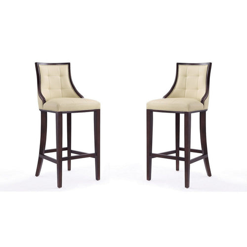 Fifth Avenue 45 in. Cream and Walnut Beech Wood Bar Stool (Set of 2)