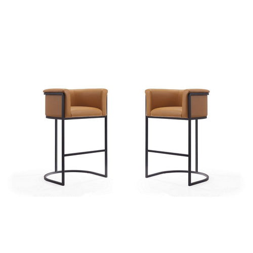 Cosmopolitan 37.8 in. Camel and Black Metal Barstool (Set of 2)