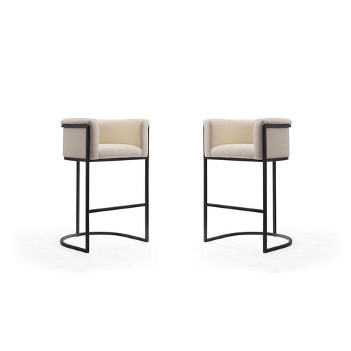 Cosmopolitan 37.8 in. Cream and Black Metal Barstool (Set of 2)