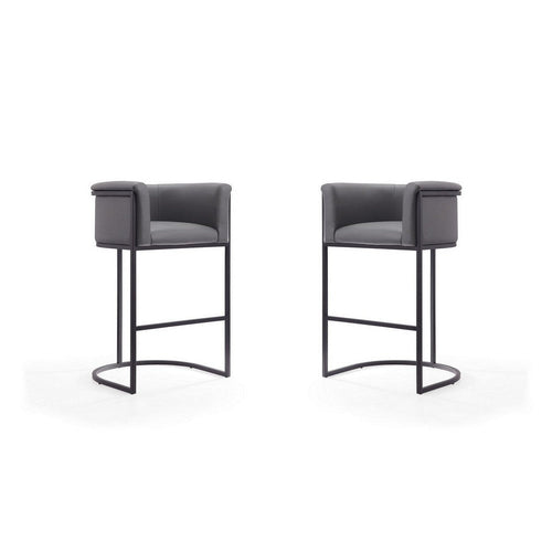 Cosmopolitan 37.8 in. Grey and Black Metal Barstool (Set of 2)